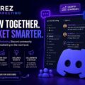 Discord server interface showing a marketing community sidebar with channels for ads strategy, brand scaling, client questions, and wins — representative of the Brez Marketing Discord structure