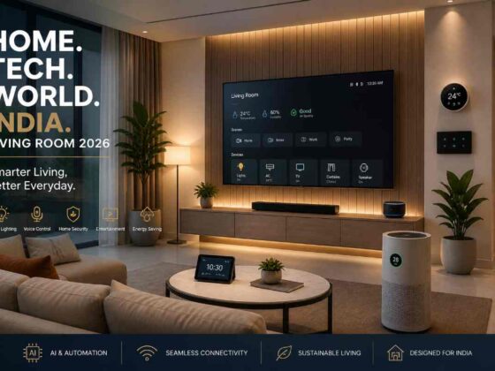 Indian home with smart lighting and voice assistant controlled via smartphone app