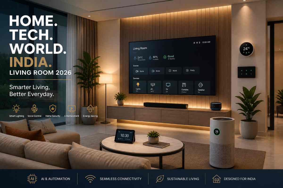 Indian home with smart lighting and voice assistant controlled via smartphone app